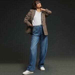 Anthropologie Joey High Rise Straight Jeans Sz 26 Blue Denim Baggy Jeans Pilcro